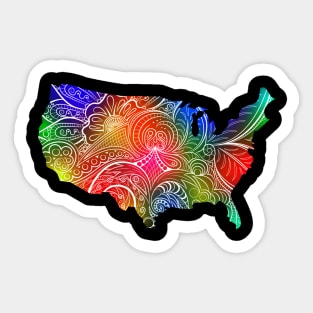 Colorful mandala art map of the United States of America Sticker